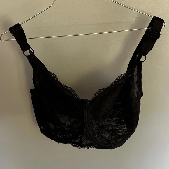 WONDERBRA Black Lace Unlined Underwire thick straps 42DD - Picture 2 of 8